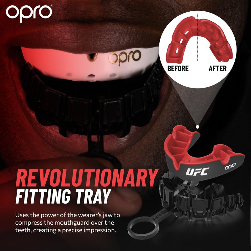 OPRO Silver Level Mouth Guard - Moldable Mouthguard with Multi-Layer Protection for Boxing, Hockey, Rugby, MMA, jiu Jitsu UFC & Football Mouthpiece - Includes Mouth Guard Case (Youth, Black/Red) - Image 5